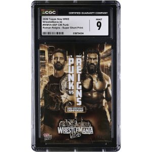 CM Punk & Roman Reigns WWE 2026 Topps Now WrestleMania 42 Super Short Print #WMV4-SSP CGC Authenticated 9 Card