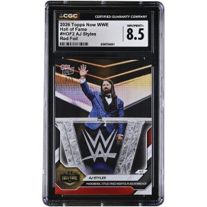 AJ Styles WWE 2026 Topps Now Hall of Fame Red Foil #HOF2 #/5 CGC Authenticated 8.5 Card