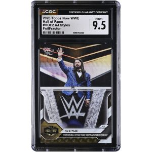 AJ Styles WWE 2026 Topps Now Hall of Fame FoilFractor #HOF2 #1/1 CGC Authenticated MINT+ 9.5 Card