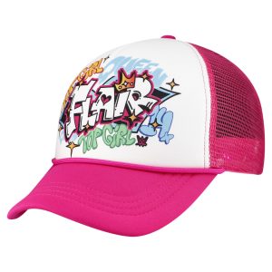 Men's White/Pink Charlotte Flair Foam Graffiti Trucker Adjustable Hat