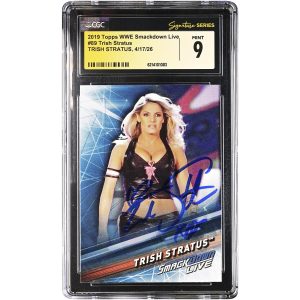 Trish Stratus WWE Autographed 2019 Topps Smackdown Live #89 CGC Fanatics Witnessed Authenticated MINT 9 Card