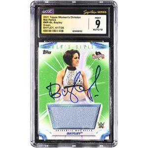 Bayley WWE Autographed 2021 Topps Women's Division Green Mat Relics #MR-BL #/50 CGC Fanatics Witnessed Authenticated 9/10 Card