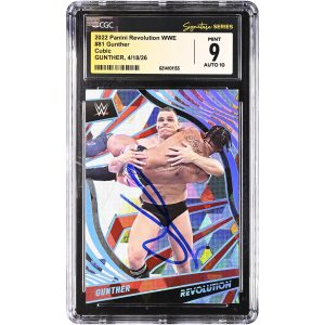 Gunther WWE Autographed 2022 Panini Revolution Cubic #81 #/49 CGC Fanatics Witnessed Authenticated 9/10 Card