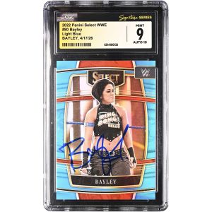 Bayley WWE Autographed 2022 Panini Select Light Blue #80 #/299 CGC Fanatics Witnessed Authenticated 9/10 Card