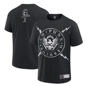 Men's Black CM Punk Straight Edge Society Retro T-Shirt
