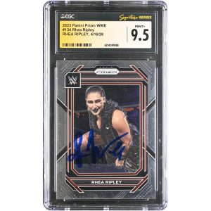 Rhea Ripley WWE Autographed 2023 Panini Prizm #134 CGC Fanatics Witnessed Authenticated MINT+ 9.5 Card
