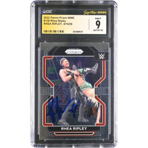 Rhea Ripley WWE Autographed 2022 Panini Prizm #136 CGC Fanatics Witnessed Authenticated 9/10 Card