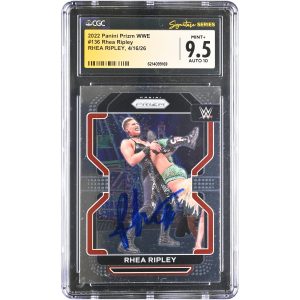 Rhea Ripley WWE Autographed 2022 Panini Prizm #136 CGC Fanatics Witnessed Authenticated 9.5/10 Card