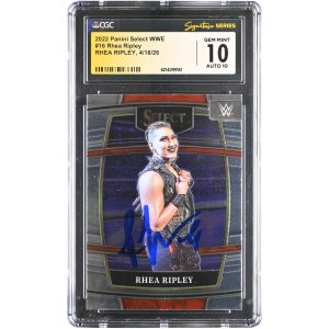 Rhea Ripley WWE Autographed 2022 Panini Select #16 CGC Fanatics Witnessed Authenticated 10/10 Card