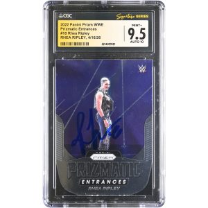 Rhea Ripley WWE Autographed 2022 Panini Prizm Prizmatic Entrances #18 CGC Fanatics Witnessed Authenticated 9.5/10 Card