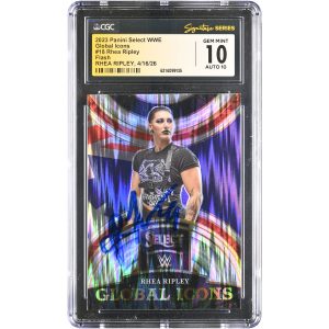 Rhea Ripley WWE Autographed 2023 Panini Select Global Icons Flash #18 CGC Fanatics Witnessed Authenticated 10/10 Card