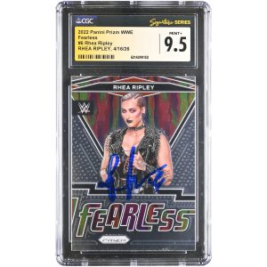 Rhea Ripley WWE Autographed 2022 Panini Prizm Fearless #6 CGC Fanatics Witnessed Authenticated MINT+ 9.5 Card
