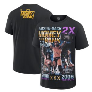 Men's Black CM Punk Money In The Bank Nostalgia Back-To-Back Winner Elevated Boxy T-Shirt