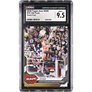CM Punk WWE 2026 Topps Now WWE Gold Foil #70 #/50 CGC Authenticated MINT+ 9.5 Card