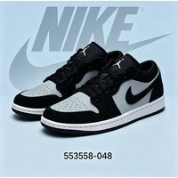 Nike Authentic Men's Shoes - Black and Gray AJ1 Air Jordan 1 Low Top Retro Sneaker Basketball Shoe 553558-048