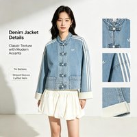 Adidas Women’s Light Blue Denim Jacket and White Mini Skirt Set