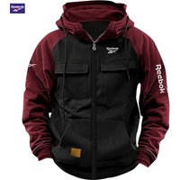 2026 Reebok New Autumn-Winter Men's Hooded Patchwork Casual Sweatshirt