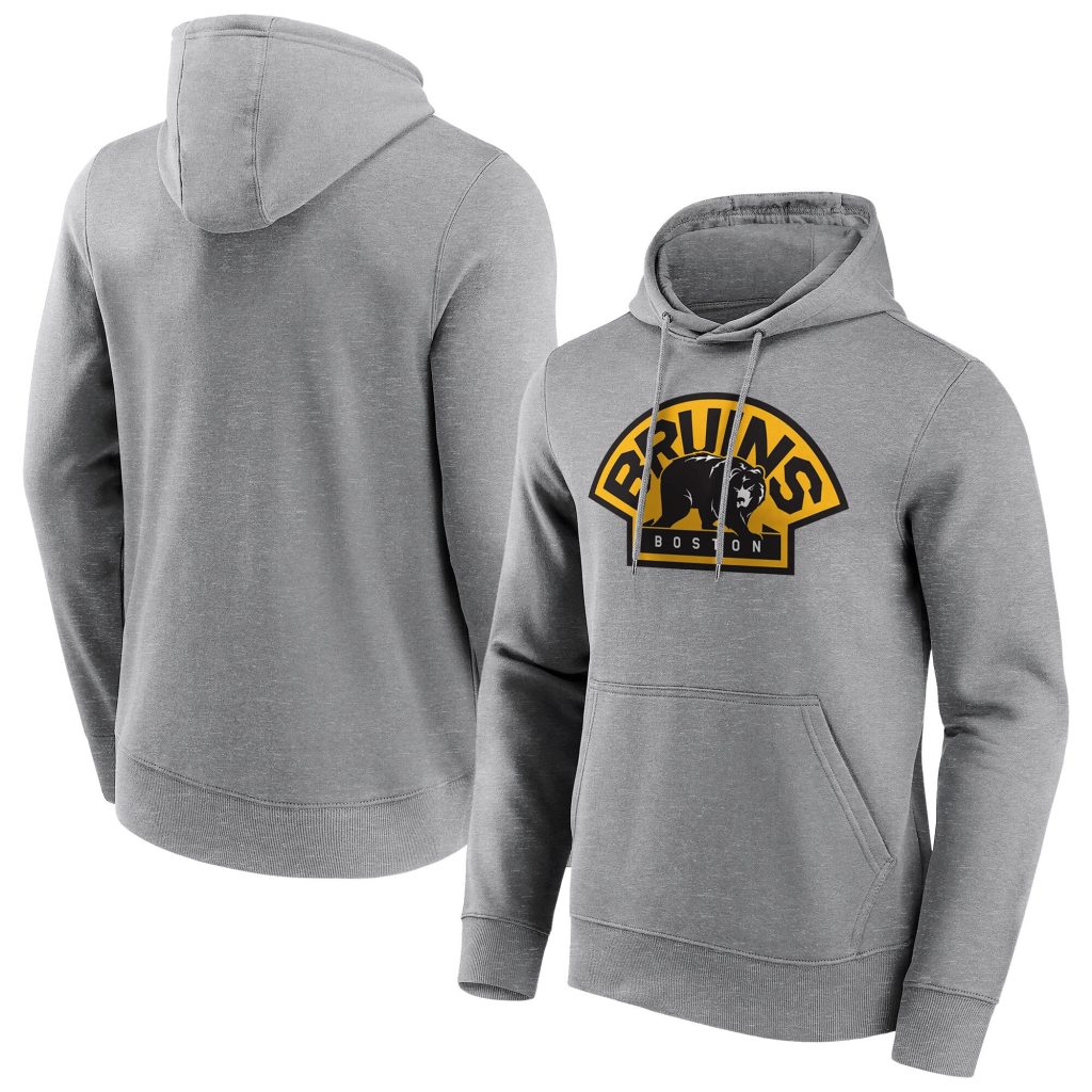 Boston Bruins Iconic Secondary Colour Logo Graphic Hoodie - Sports Grey - Mens
