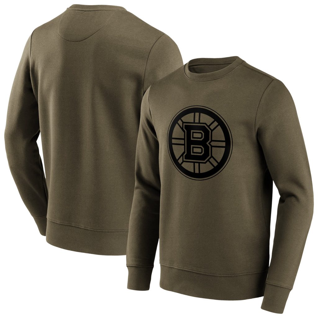 Boston Bruins Iconic Preferred Logo Graphic Crew Sweatshirt - Khaki - Mens
